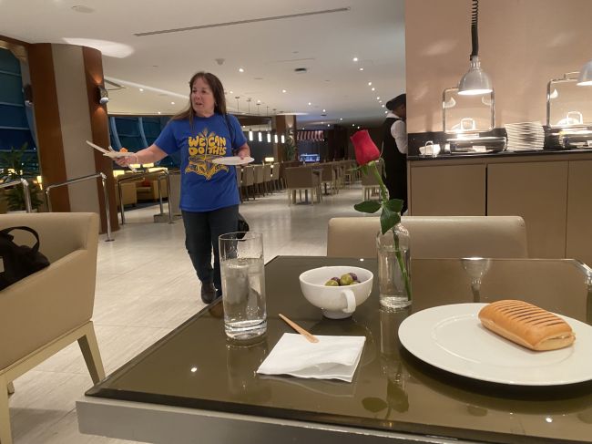 Business class lounge in Dubai before boarding to Manila
