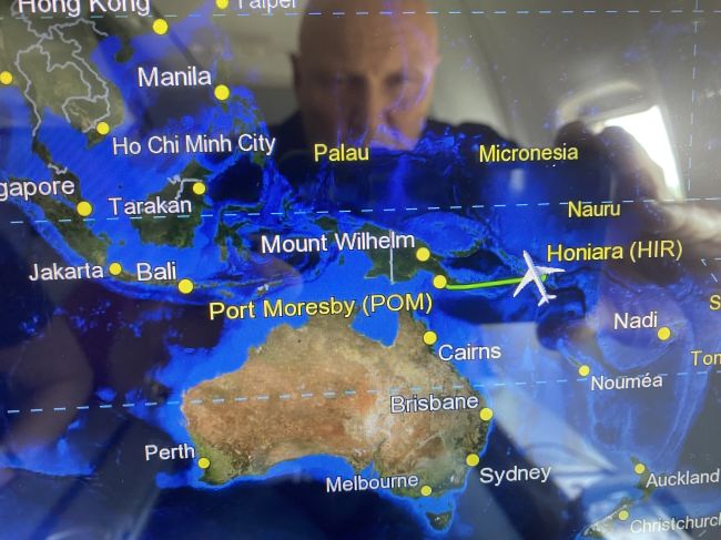 2/13 Flight from Port Moresby, Papua New Guinea to Honaira, Guadalcanal, Solomon Islads
