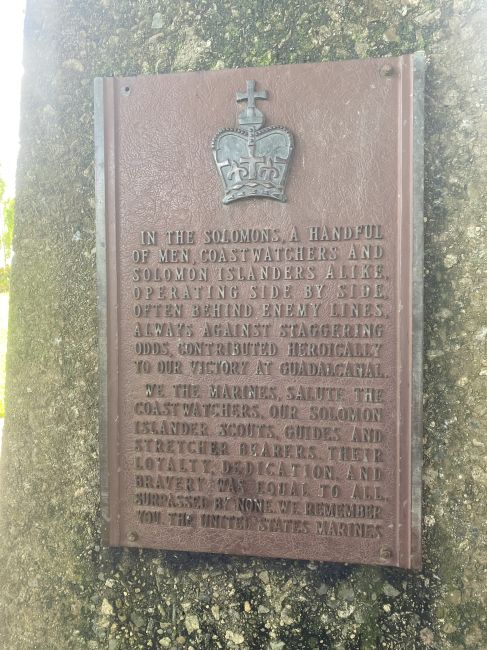 2/15 US Marines Plaque honoring the service of the Solomon Islanders Coastwatchers
