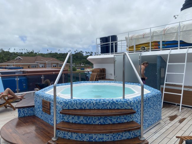 2/18 relaxing on board after morning dive on USS Coolidge in Espiritu Santo, Vanuatu
