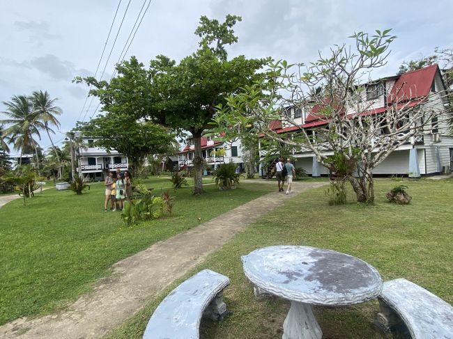 Complex of old plantation buildings.  This particular plantation has been resurrected as a tourist destination including a small hotel which has been established in an old wooden plantation building
