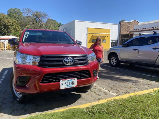 2/3 Our rental pickup truck before leaving hotel near Managua airport for 3 hour drive to San Juan Del Sur
