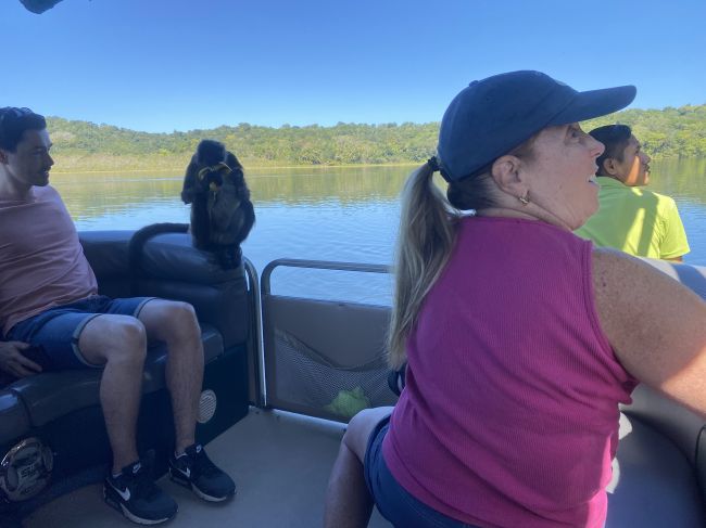 2/11 Helen et al on boat tour of Monkey Island from our hotel in Flores, Guatemala
