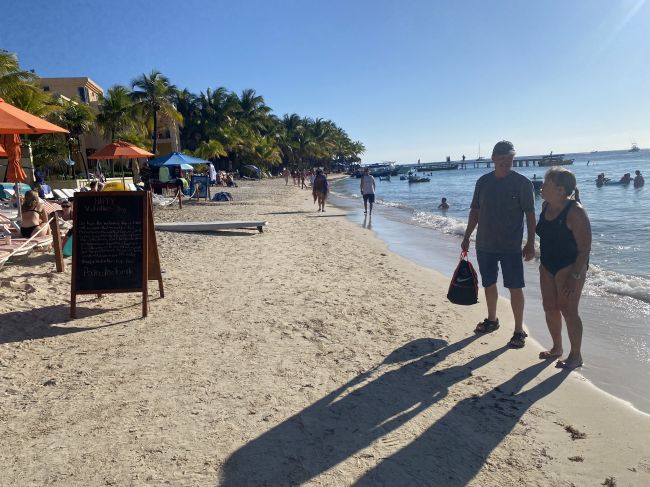 2/14 Helen and Bill Johnson on West End beach in Roatan
