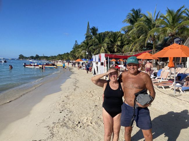 2/14 Helen and Paul on West End beach in Roatan
