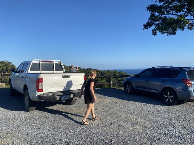 2/14 outlook on the drive back from West End Beach (that was our pickup truck)
