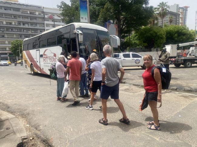 9/16/26:  Leaving hotel in Dakar, Senegal to board bus to the SH Diana
