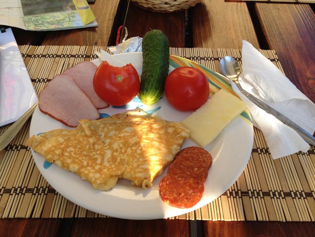 breakfast at 'panzione' (really private home renting out two rooms with meals)
