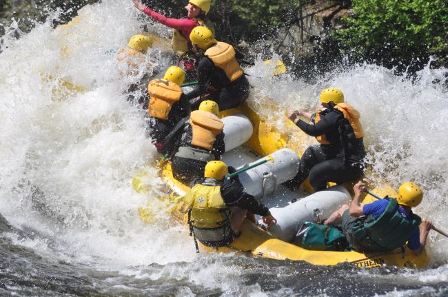 Paul starting to be ejected in one of the big rapids on a maximum madness day at The Forks
