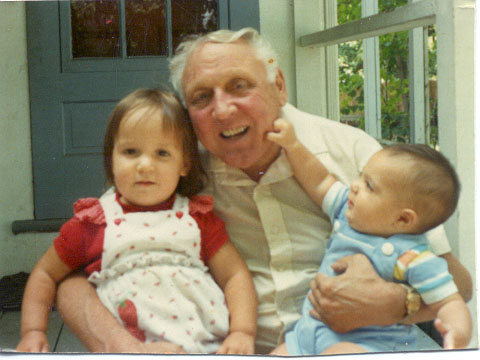 Jenny, Ake and Peter June 1985 on porch at 15 Columbia St. Brockton, MA.  Just after returning from VZ and before moving to ME
