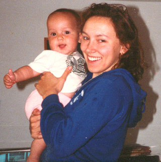 Leslie with baby Jenny Christmas 1983
