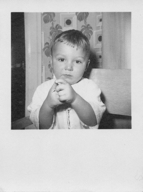 Paul Niel toddler, 3rd floor apartment, 26 Adamson St. Allston.  ca 1956
