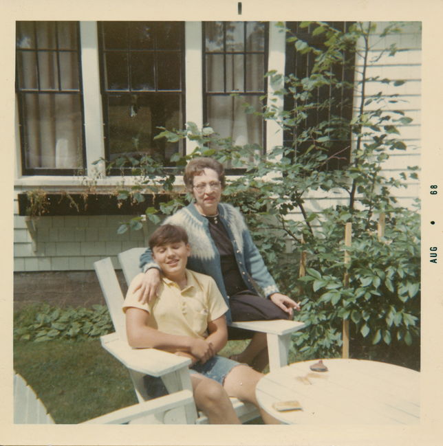 Paul and Greta in front yard of Ella's house in Hampton August 1968.  Paul had probably just met Donna on this trip.  First real girlfriend.
