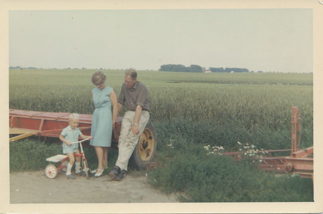 Kjell-Åke on bike with Maya and Lennart in Skåne ca 1953 
