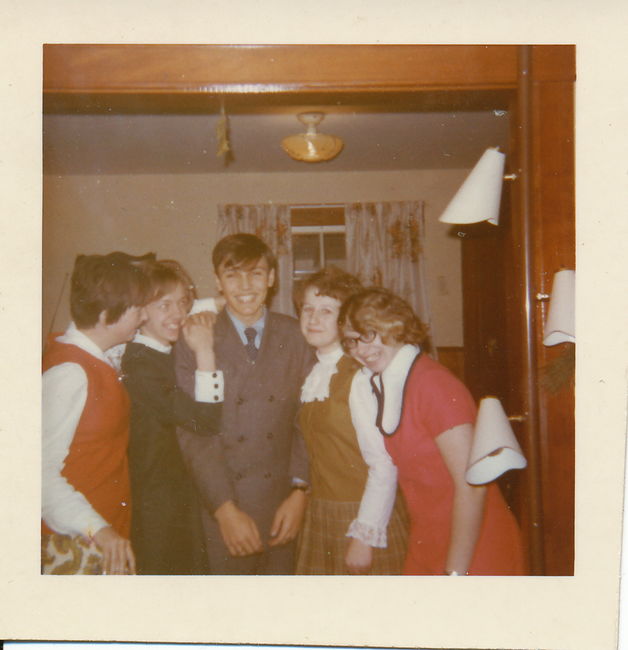 Paul with Canadian Foster daughters of Ella, his first girlfriend Donna to his right in photo
