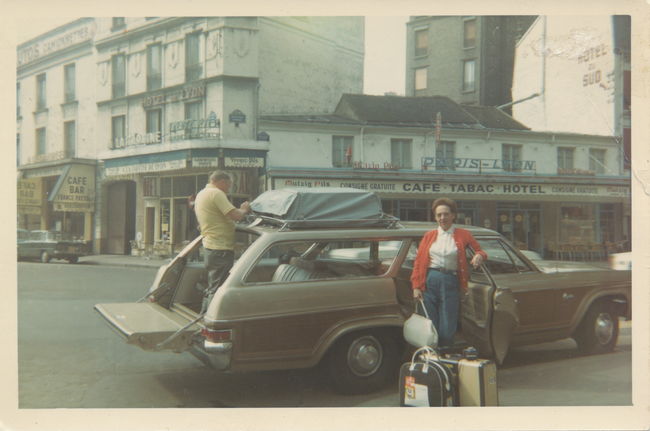 1966 European Trip.  1966 Chevrolet Caprice with 7 passengers from Sweden to Paris.  This shot Northern France or Belgium
