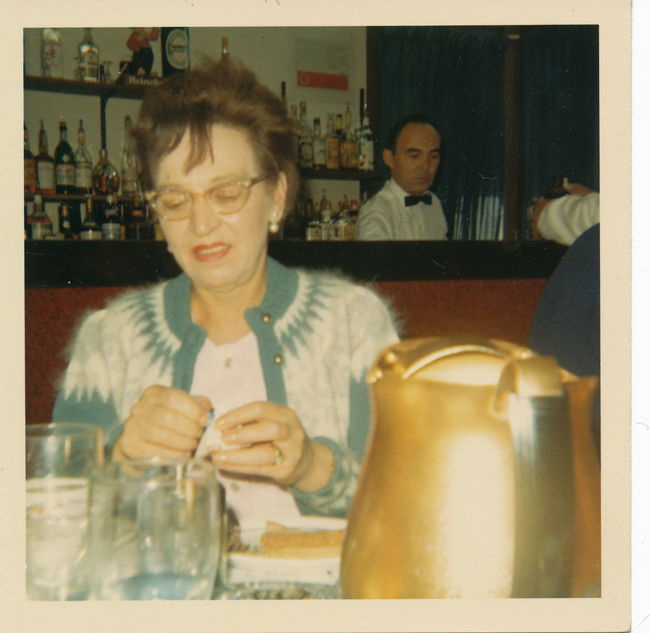 Greta in restaurant 1968?
