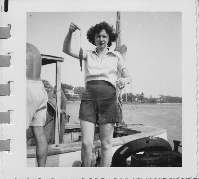 Pat Walsh fishing with Ake Kennebunkport ca 1951
