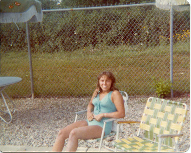 Leslie at a swimming pool during Dartmouth years ca 1980
