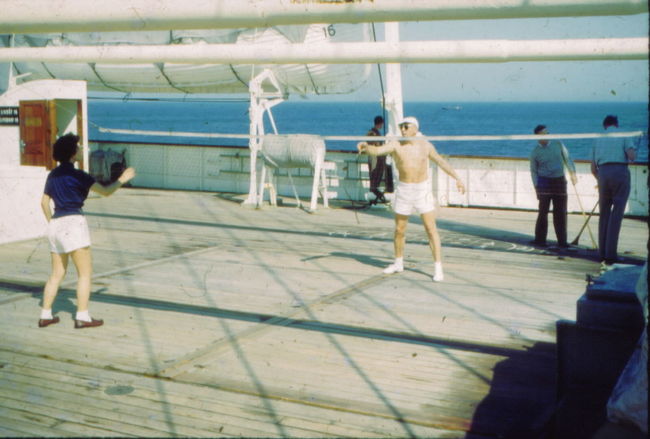 Windy badminton on Gripsholm 1952
