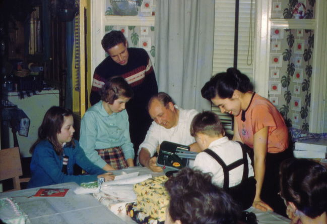 ??, ??  Paul Holman, Ake, Paul Niel, Lynne at Paul's 3rd birthday party in Allston
