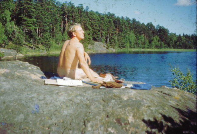 Naked Ake on Swedish lake.  Before 1948
