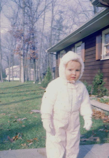 Leslie in front of 13 Cynthia winter 1963
