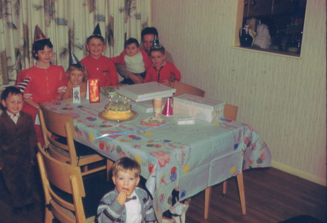 Paul's 7th birthday 1961 Cynthia Road. Uncle Paul and his children
