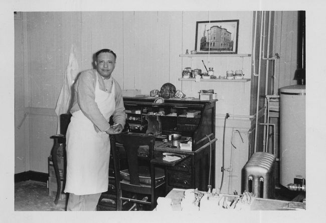 Arthur Holman in his dental lab
