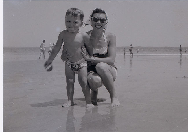 Paul, Lynne, Crane's beach Ipswich MA ca 1956
