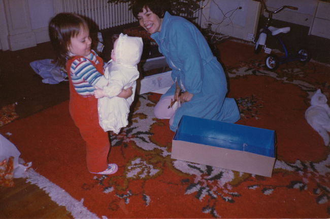 Jenny with new doll and Nana Xmas 1985
