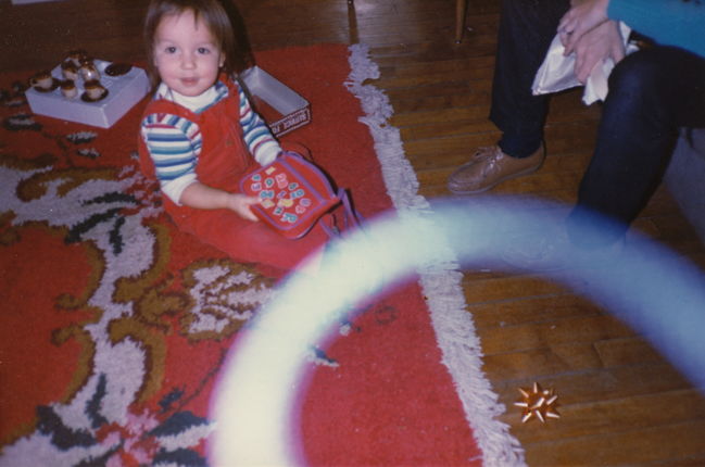 Jenny in Eliot living room Xmas 1985
