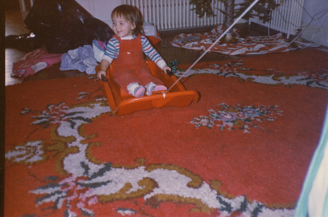 Jenny in Eliot living room Xmas 1985
