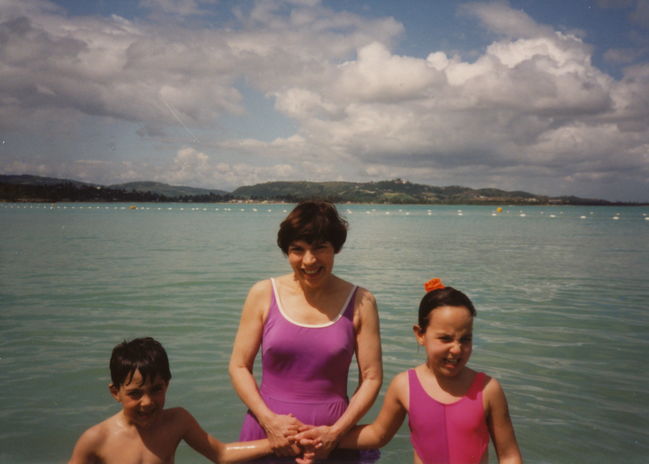 Peter, Nana, Jenny on beach in Puerto Rico ca 1993
