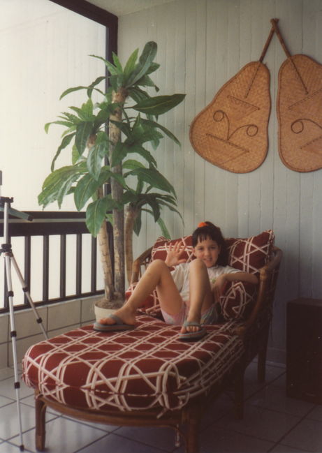 Jenny on rental condo balcony in Puerto Rico ca 1993
