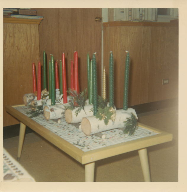 Christmas decorations in 13 Cynthia basement made by Paul
