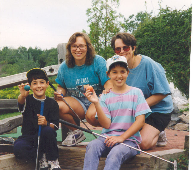 Peter, Leslie, Jenny, Kennedy playing miniature gold near DC early 90s
