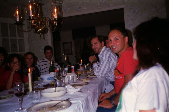 Helen, Paul, Jenny, Leslie and Leslie's friends DBavid Cochran Bill Brackney and Ron Boggio at a housesitting house 1994
