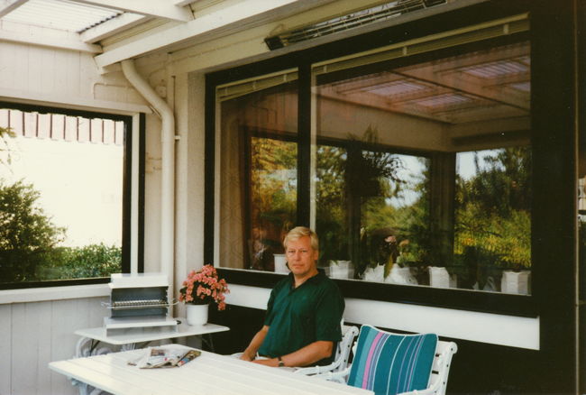 Kjell-Ake at Marianne's house in Helsingborg
