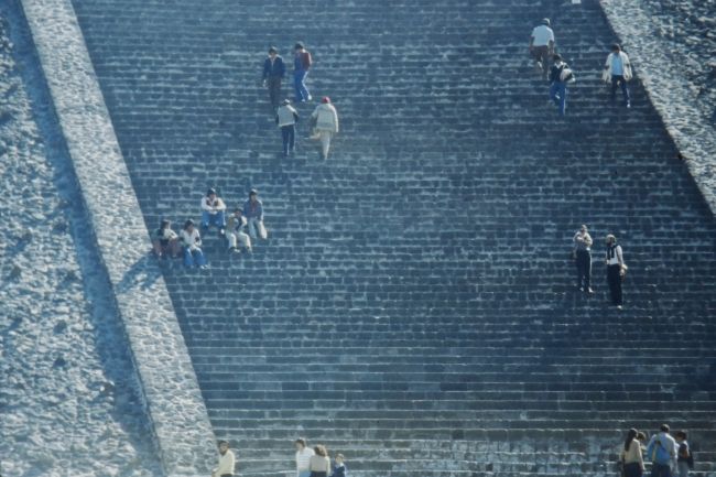 Steps ascending pyramid of the sun at Tenochtitlan
