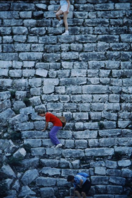 Climbing a pyramid in Chitzen Itza in 1981 when it was still allowed
