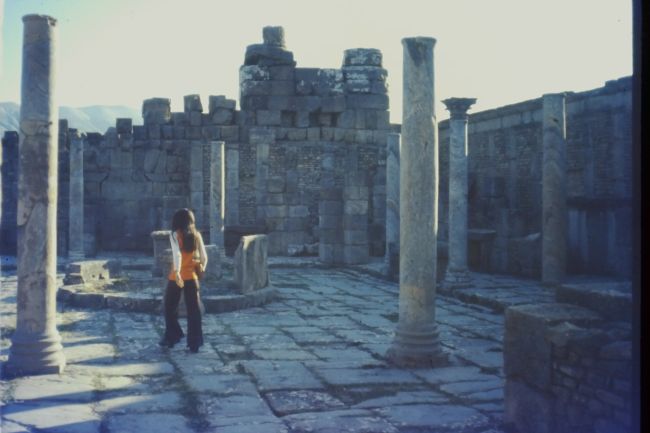 Helen walking around the Roman city of Djemila at 6am
