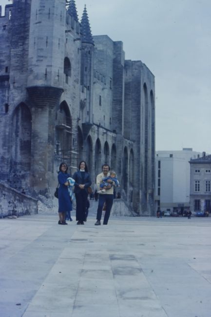 During long weekend mini-vacation in Marseille area with friend Real Mercier's family (at the Palais des Papes in Avignon)
