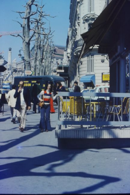 During long weekend mini-vacation in Marseille area with friend Real Mercier's family (on the Rue de la Republique in Avignon)
