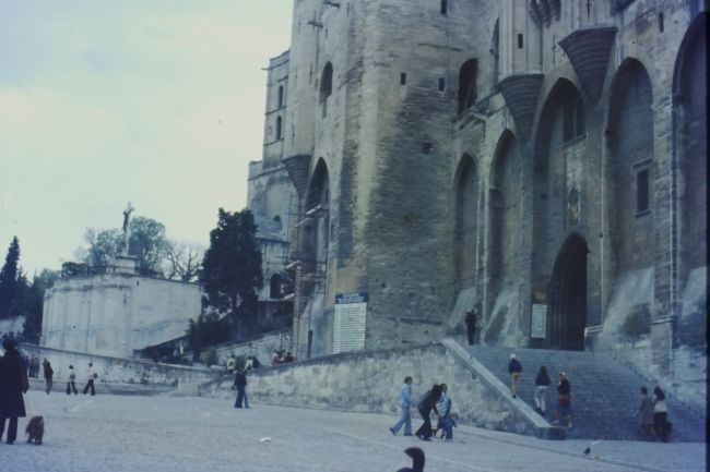 During long weekend mini-vacation in Marseille area with friend Real Mercier's family (at the Palais des Papes in Avignon)
