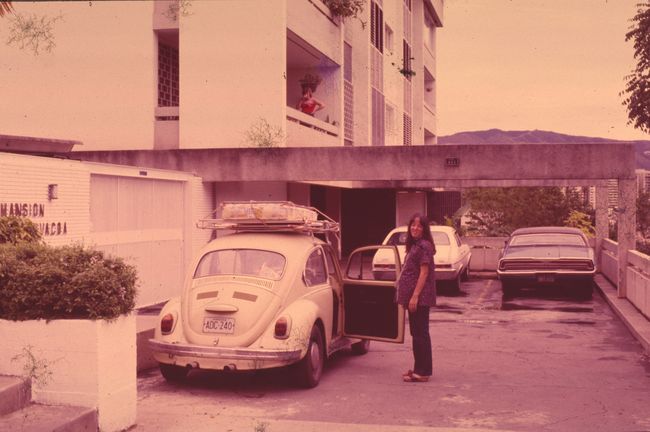 Our 66 Beetle & buying used baby furniture for Jenny
