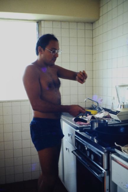 Paul cooking in Fuerzas Armadas kitchen

