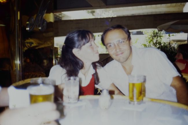 Helen and Paul at restaurant in Caracas
