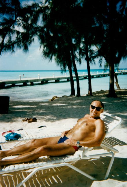 PG on the beach in Grand Cayman

