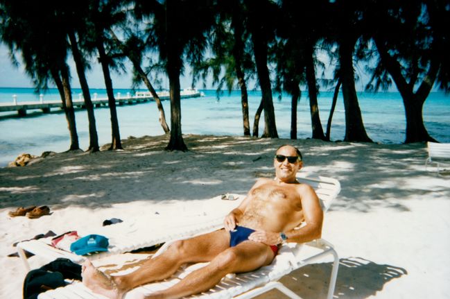 PG on the beach in Grand Cayman
